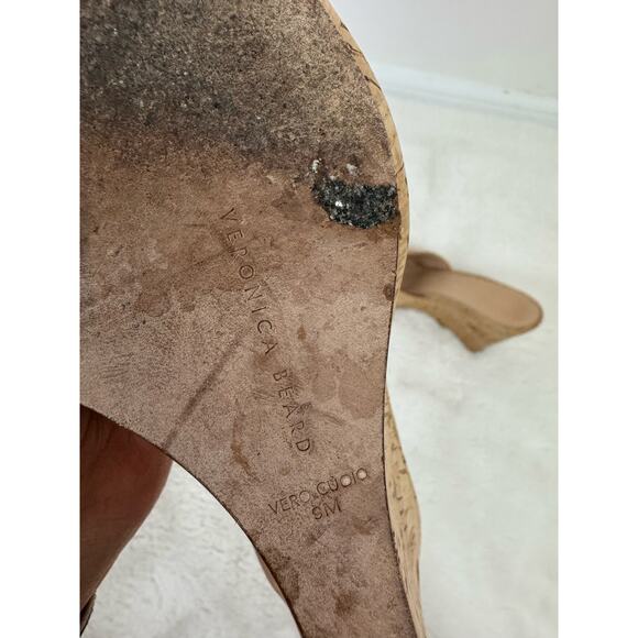 Veronica Beard Cork Wedge Mule Sandals Size 9 Designer Heels - Picture 10 of 10